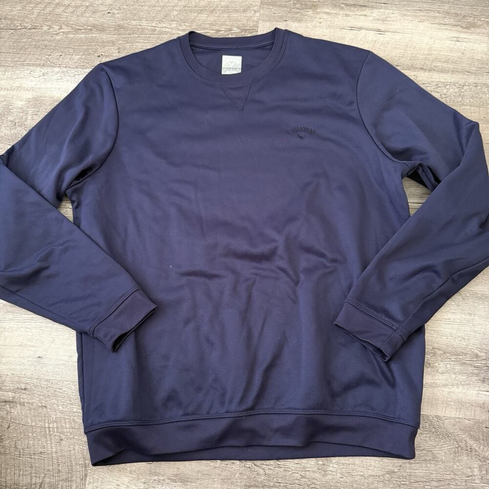 Callaway Fleece Pullover Mens Medium Blue Lightweight Sweatshirt Crew Neck
